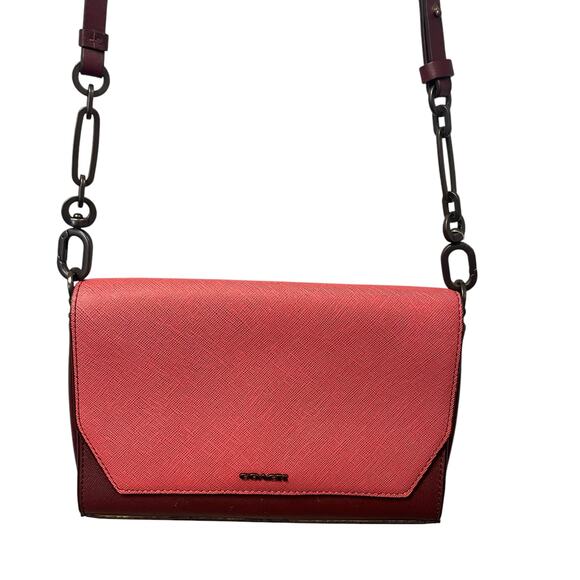 Coach Crosstown Crossbody Saffiano Colorblock Mix Leather Loganberry - Picture 1 of 10